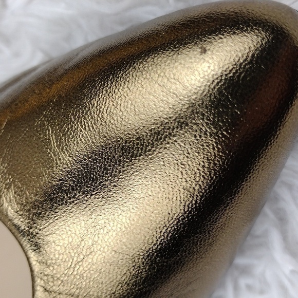 Etienne Aigner Gail Gold Leather Pointed-Toe Skinny Heel Slip On Pump Shoe - Picture 14 of 16